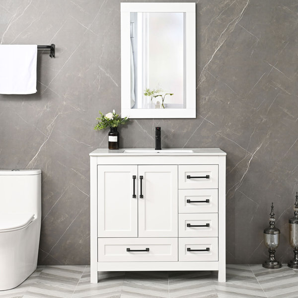 Cabott 36'' Free Standing Single Bathroom Vanity With Ceramic Vanity Top 